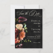 Dark Elegant Autumn Floral Wedding Save The Date (Vorderseite)