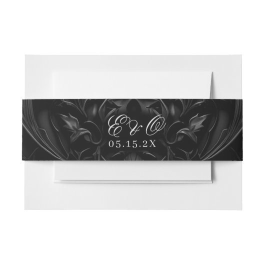 Dark Elegant Black Gothic Damask Moody Wedding Einladungsbanderole (Vorderseite Beispiel)