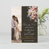 Dark Elegant Boho Wedding Invitation | Luxury Flor Einladung (Stehend Vorderseite)