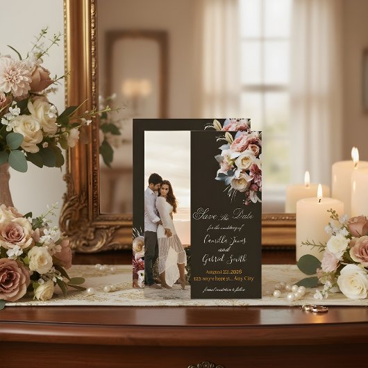 Dark Elegant Boho Wedding Invitation | Luxury Flor Einladung