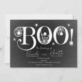 Dark Elegant BOO Schwarz-weiße Halloween Hochzeit  Einladung (Vorderseite)