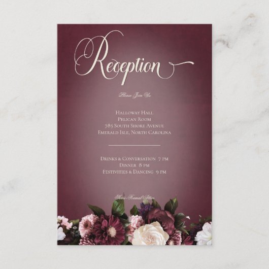 Dark Elegant Burgundy Cream Blur Empfang Begleitkarte (Vorderseite)