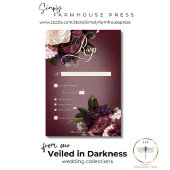 Dark Elegant Burgundy & Cream Blur Floral Dinner RSVP Karte