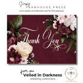 Dark Elegant Burgundy & Cream Floral Wedding Dankeskarte