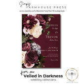 Dark Elegant Burgundy & Cream Floral Wedding Einladung