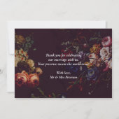 Dark Elegant Burgundy Moody Floral Dankeskarte (Rückseite)