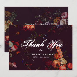 Dark Elegant Burgundy Moody Floral Dankeskarte
