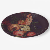 Dark Elegant Burgundy Moody Floral Pappteller (Schrägansicht)