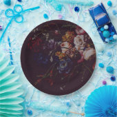 Dark Elegant Burgundy Moody Floral Pappteller (Party)