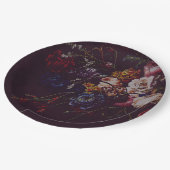 Dark Elegant Burgundy Moody Floral Pappteller (Schrägansicht)