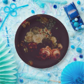 Dark Elegant Burgundy Moody Floral Pappteller (Party)