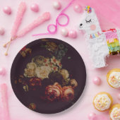 Dark Elegant Burgundy Moody Floral Pappteller (Party)