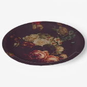 Dark Elegant Burgundy Moody Floral Pappteller (Schrägansicht)