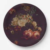 Dark Elegant Burgundy Moody Floral Pappteller (Vorderseite)