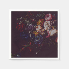 Dark Elegant Burgundy Moody Floral Serviette