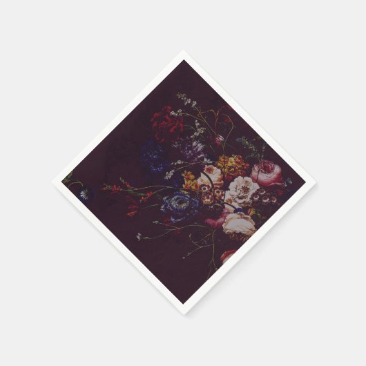 Dark Elegant Burgundy Moody Floral Serviette (Ecke)