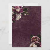 Dark Elegant Burgundy & White Floral Bridal Brunch Einladung (Rückseite)