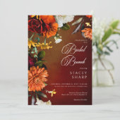 Dark Elegant Summer Sunset Floral Bridal Brunch Einladung (Stehend Vorderseite)