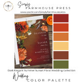 Dark Elegant Summer Sunset Floral Wedding Einladung