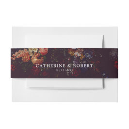 Dark Elegant Vintag Moody Floral Wedding Einladungsbanderole
