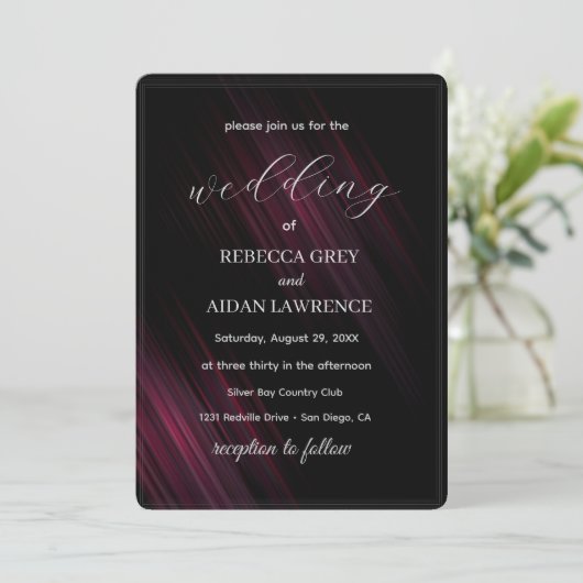 Dark Elegant Wedding Invitation Design Einladung (Stehend Vorderseite)