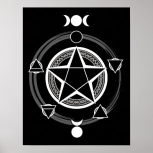 Dark Elemental Pentagramm Print Poster