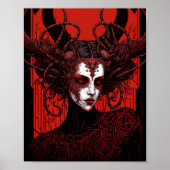Dark Elf Demon Red Black Fantasy Art Poster (Vorne)