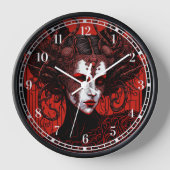 Dark Elf Demon Red Black Fantasy Art Uhr (Vorderseite)