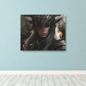 Dark Elf Warrior Knight - Stretched Canvas Print Leinwanddruck (Insitu (Holzboden))