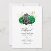 Dark Emerald and Gold Floral Wedding Foto Einladung (Vorderseite)