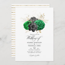 Dark Emerald and Gold Floral Wedding Foto