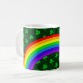Dark Emerald Green Clover Rainbow St Patricks Day Kaffeetasse (Vorderseite Links)