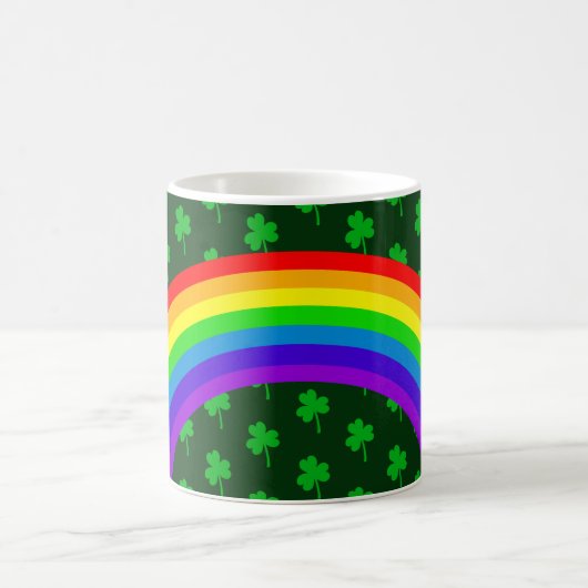 Dark Emerald Green Clover Rainbow St Patricks Day Kaffeetasse (Mittel)