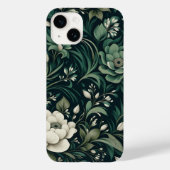 Dark Emerald Green Floral Case-Mate iPhone Hülle (Rückseite)