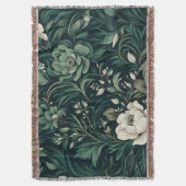 Dark Emerald Green Floral Decke (Vorderseite Vertikal)
