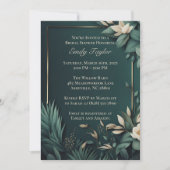 Dark Emerald Green Floral Einladung (Vorderseite)