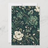 Dark Emerald Green Floral Einladung (Rückseite)