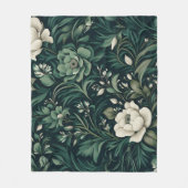 Dark Emerald Green Floral Fleecedecke (Vorderseite)