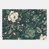 Dark Emerald Green Floral Geschenkpapier Set (Vorderseite 3)