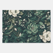 Dark Emerald Green Floral Geschenkpapier Set (Vorderseite 2)
