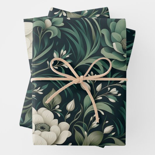 Dark Emerald Green Floral Geschenkpapier Set (Beispiel)