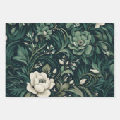 Dark Emerald Green Floral Geschenkpapier Set (Vorderseite)