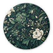 Dark Emerald Green Floral Keramikknauf (Vorderseite)