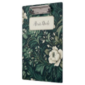 Dark Emerald Green Floral Klemmbrett (Links)