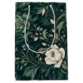 Dark Emerald Green Floral Mittlere Geschenktüte