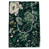 Dark Emerald Green Floral Mittlere Geschenktüte (Rückseite)