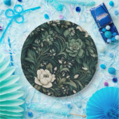Dark Emerald Green Floral Pappteller (Party)