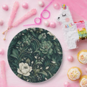 Dark Emerald Green Floral Pappteller (Party)