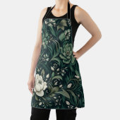 Dark Emerald Green Floral Schürze (InSitu)