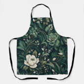 Dark Emerald Green Floral Schürze (Vorderseite)